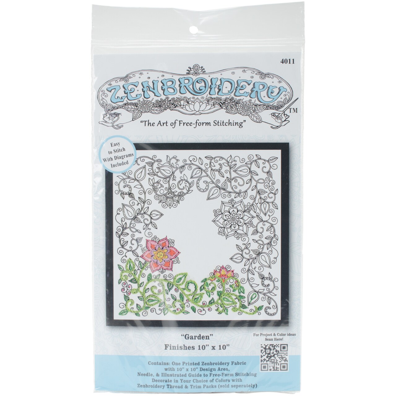 Design Works/Zenbroidery Stamped Embroidery Kit 10"X10"-Garden